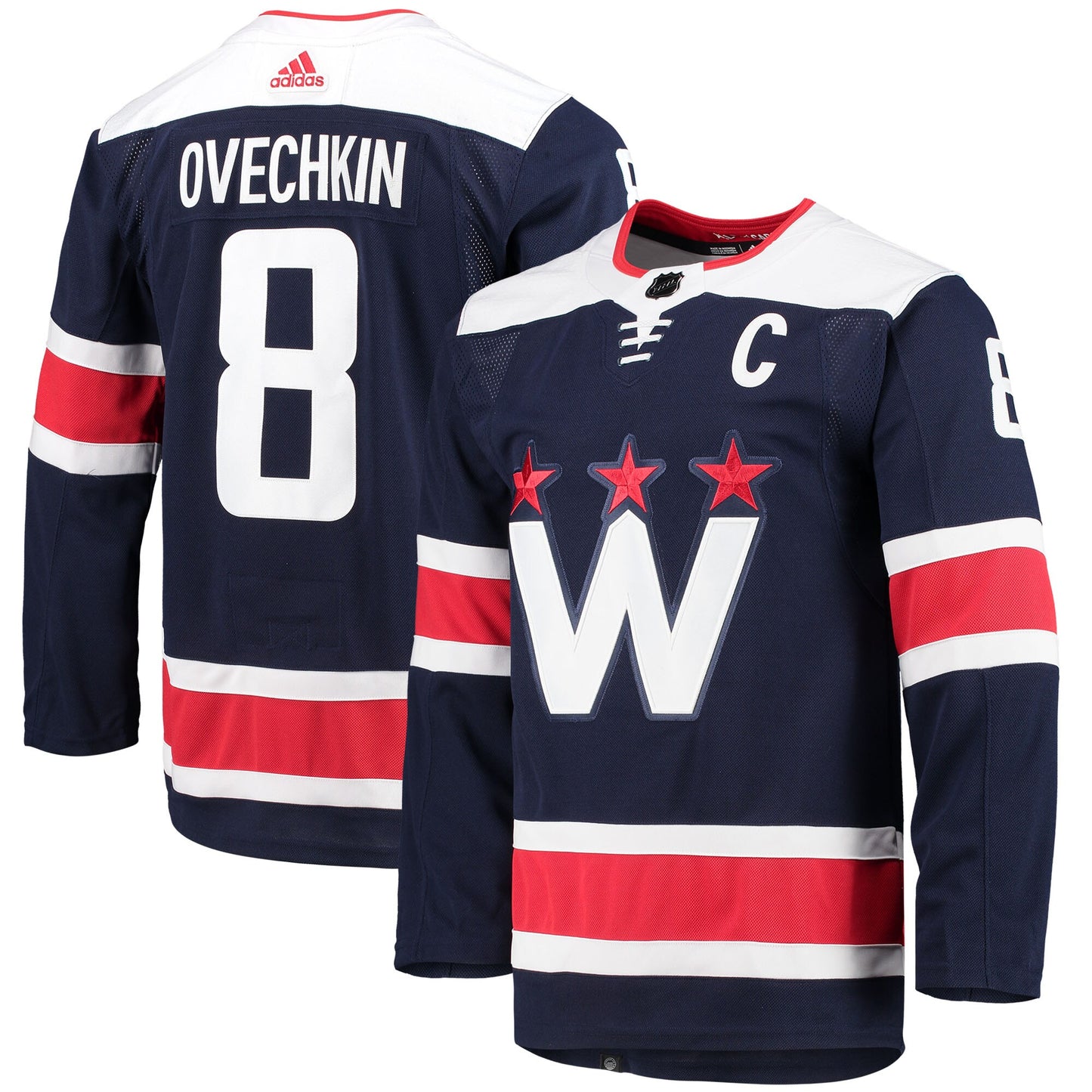 Alexander Ovechkin Washington Capitals adidas Alternate Captain Patch Primegreen Authentic Pro Player Jersey - Navy